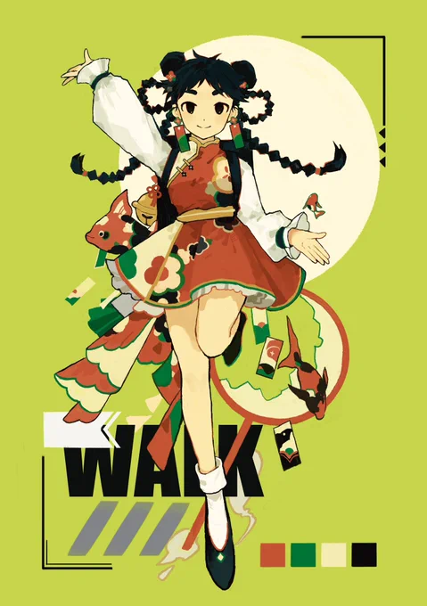 コミティアイラスト本の絵でした 色の縛りと脚のラインを描くのが楽しかった 
