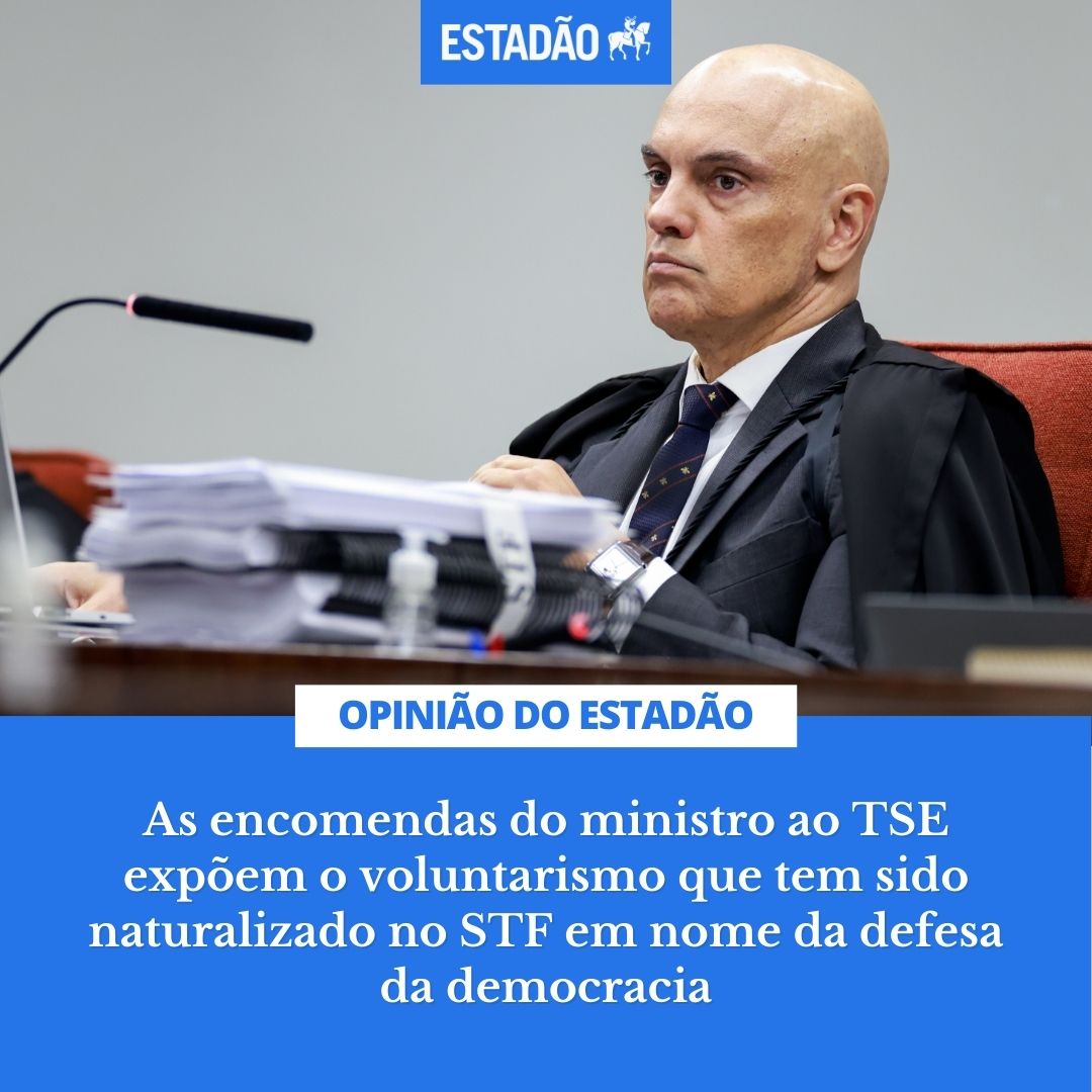 EDITORIAL: ‘A cisma de Moraes é a tragédia da República’ – As encomendas ao TSE, se não são ilegais, são no mínimo esquisitas. Por que ignorar os ritos para, aparentemente, simular uma provocação espontânea por parte do Tribunal? bit.ly/4cmqLqE 📸 Andressa Anholete/STF