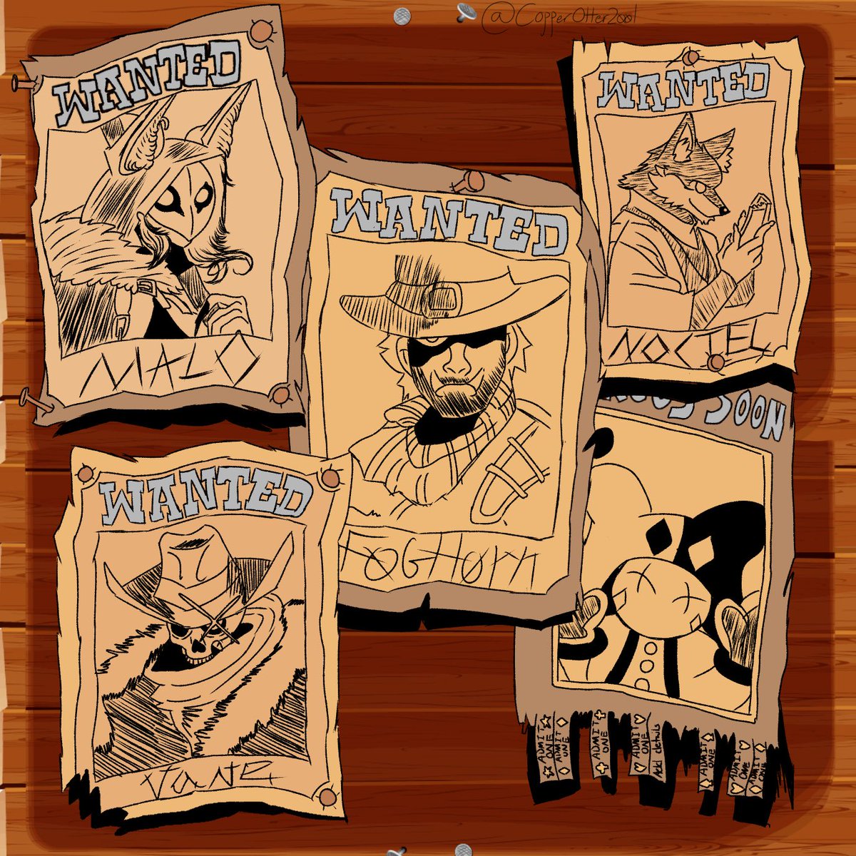 Did some art of me and my friend’s characters! It was my first time playing D&amp;D 5e and I got inspired to make this! Little guy in the bottom right is Basil! #DnD #OC #ocart