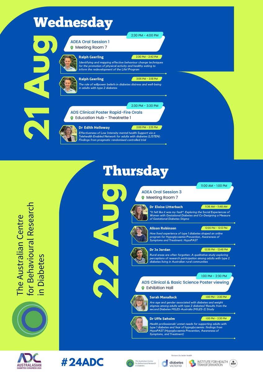 ACBRD #EndDiabetesStigma (@acbrd) on Twitter photo We're looking forward to the upcoming Australasian Diabetes Congress #24ADC that kicks off next week in Perth! We’d love to see you at our presentations & for a chat at our exhibition stand (#98)
💬ACBRD at ADC: acbrd.org.au/wp-content/upl…
⏰Full ADC program: diabetescongress.com.au/program/program We're looking forward to the upcoming Australasian Diabetes Congress #24ADC that kicks off next week in Perth! We’d love to see you at our presentations & for a chat at our exhibition stand (#98)
💬ACBRD at ADC: acbrd.org.au/wp-content/upl…
⏰Full ADC program: diabetescongress.com.au/program/program