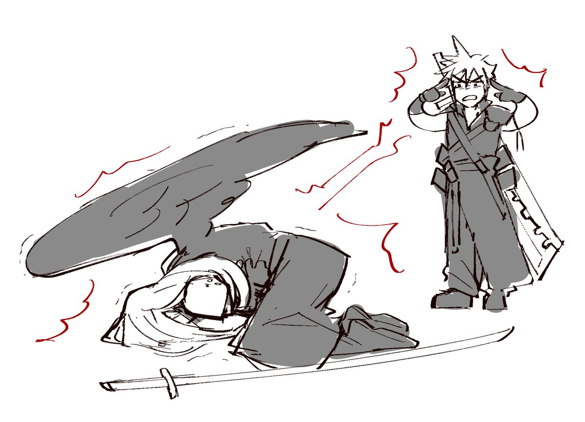 milkydeath's tweet photo. Cloud projecting his period cramps to beat sephiroth in a fight #ff7 https://t.co/ssEOa173JG