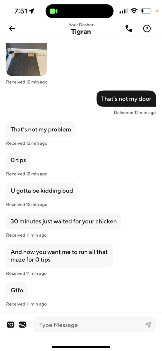 DoorDash service done went all the way downhill. Look how this dasher got at me <a href="/DoorDash/">DoorDash</a> this is insane work