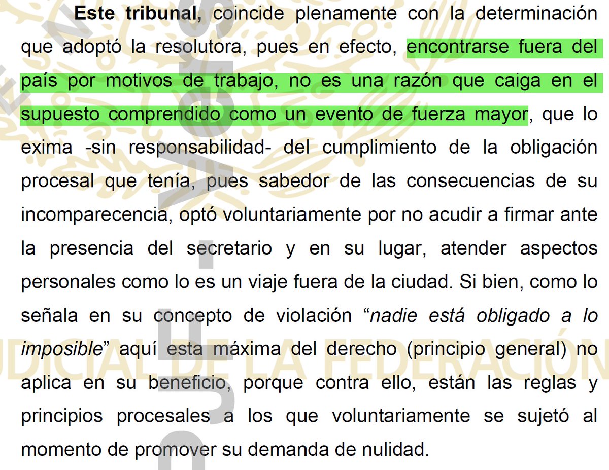 GilLuisJ92's tweet photo. ¡PLANEEN BIEN SUS VIAJES!

Una Sala del @TFJAMexico requirió que el apoderado de una empresa fuera a ratificar su firma; sin embargo, se encontraba de viaje.

Un Colegiado le dijo que estar fuera del país por motivos de trabajo, no es razón que caiga en un evento de fuerza mayor: https://t.co/xqkb28LxrE