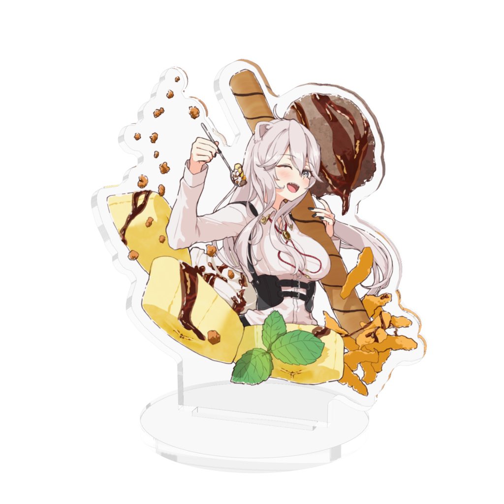 獅白ぼたん 「こちらアクキーとアクスタご用意しております!」|Babinch- @お仕事募集中のイラスト