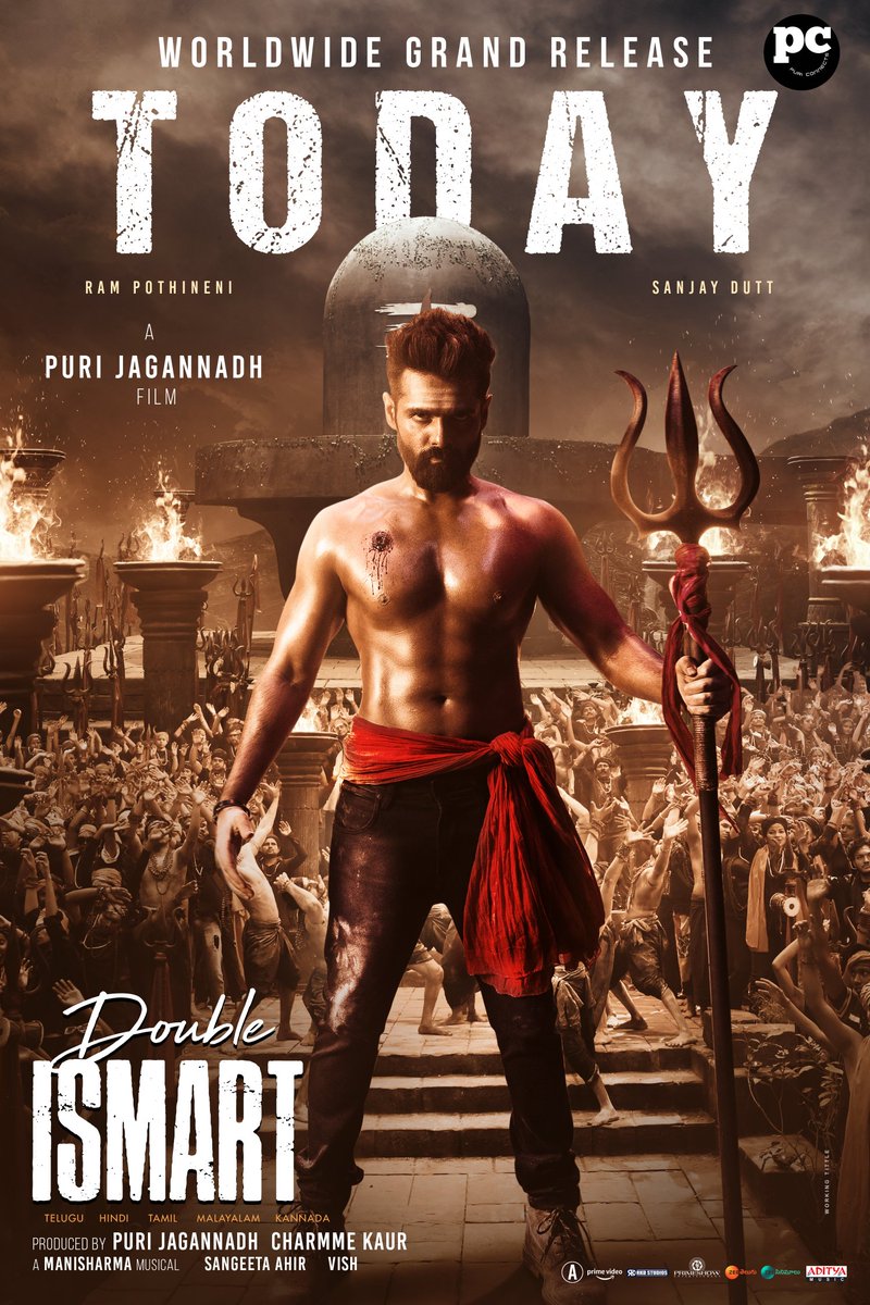 PuriConnects's tweet photo. The Wait is Over & 
Ustaad Double iSmart Shankar is here 😎

#DOUBLEISMART RELEASING TODAY 💥💥💥

Experience Ustaad @ramsayz & #PuriJagannadh's high-on-adrenaline Mental Mass Madness Show only in Theaters ❤️‍🔥

Book your tickets now!
🎟️ https://t.co/sm76NNUg0s 

#DoubleiSmartDay

@KavyaThapar @Charmmeofficial @duttsanjay #ManiSharma @IamVishuReddy @Primeshowtweets @adityamusic #RAPO