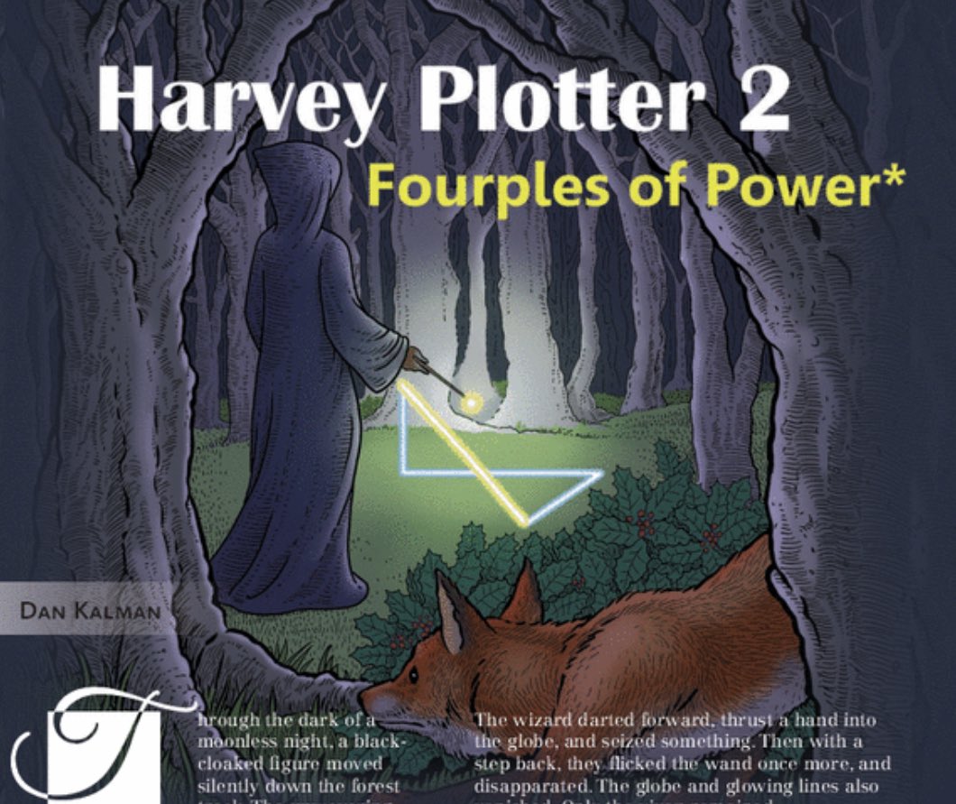 Tom Edgar (@tedg) on Twitter photo Ever wondered about extensions of Pythagorean triples? In this article, Dan Kalman uses his fictional Harvey Plotter and friends to investigate them (from April <a href="/maanow/">MAA</a> Math Horizons) <a href="/tandfSTEM/">T&F STEM</a> 
doi.org/10.1080/107241… Ever wondered about extensions of Pythagorean triples? In this article, Dan Kalman uses his fictional Harvey Plotter and friends to investigate them (from April <a href="/maanow/">MAA</a> Math Horizons) <a href="/tandfSTEM/">T&F STEM</a> 
doi.org/10.1080/107241…