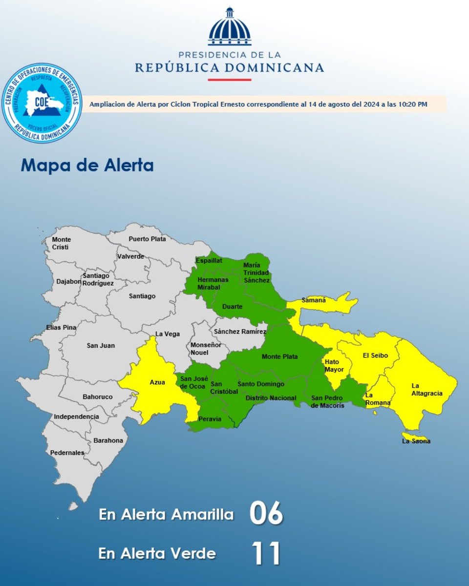 DiarioLibre's tweet photo. 🔴 | #ÚltimoMinutoDL | El COE incrementa las alertas por incidencia de la tormenta Ernesto
#DiarioLibre #Incrementar #Alertas #Incidencia #Tormenta #Ernesto #ClimaDL https://t.co/HLcVRi9Tai