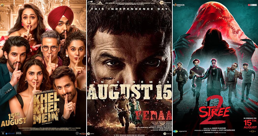 Big day at the box office with three exciting releases! Wishing all three films immense success—let's hit a triple ace!!! #KhelKhelMein #Vedaa #Stree2

<a href="/TSeries/">T-Series</a> <a href="/PanoramaMovies/">Panorama Studios</a> <a href="/wakaoofilms/">Wakaoo Films</a> <a href="/AAFilmsIndia/">aafilms</a> #KKMFilm <a href="/PanoramaMovies/">Panorama Studios</a> <a href="/ZeeStudios_/">Zee Studios</a> <a href="/EmmayEntertain/">Emmay Entertainment</a> <a href="/johnabrahament/">JA Entertainment</a>