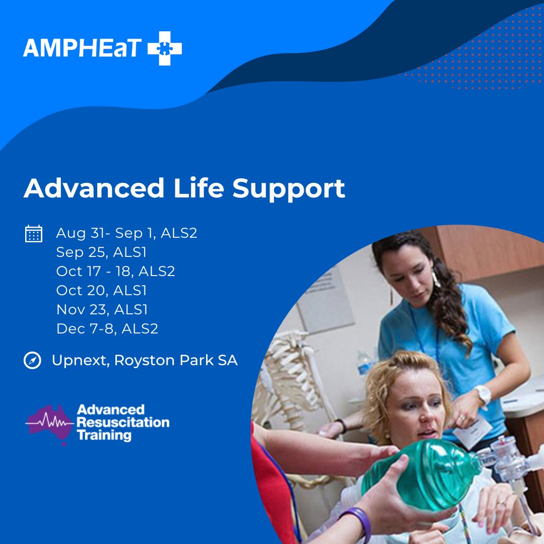 Do you know AMPHEaT holds regular Advanced Life Support (ALS) courses?  Book your spots for our remaining 2024 dates zurl.co/AFqT

These courses have CPD points attached if you need for RACGP and ACRRM.