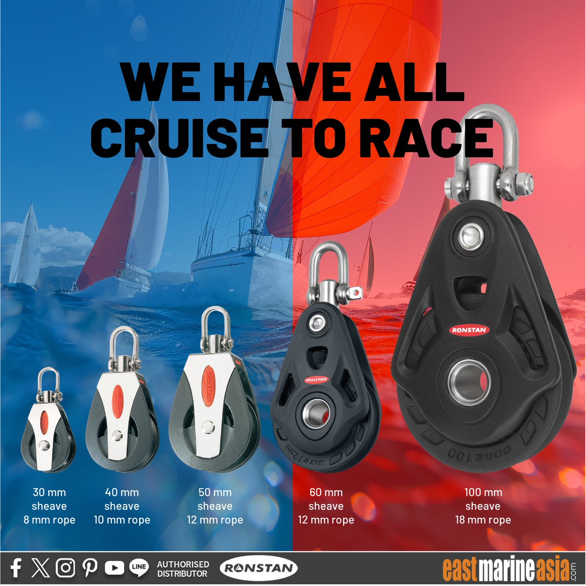 eastmarineasia's tweet image. WE HAVE ALL✌️ FROM CRUISE TO RACE
#Ronstan Sailing

🏃 Get yours at 🛒 #EastMarineAsia or buy it online at eastmarineasia.com/collections/ve…