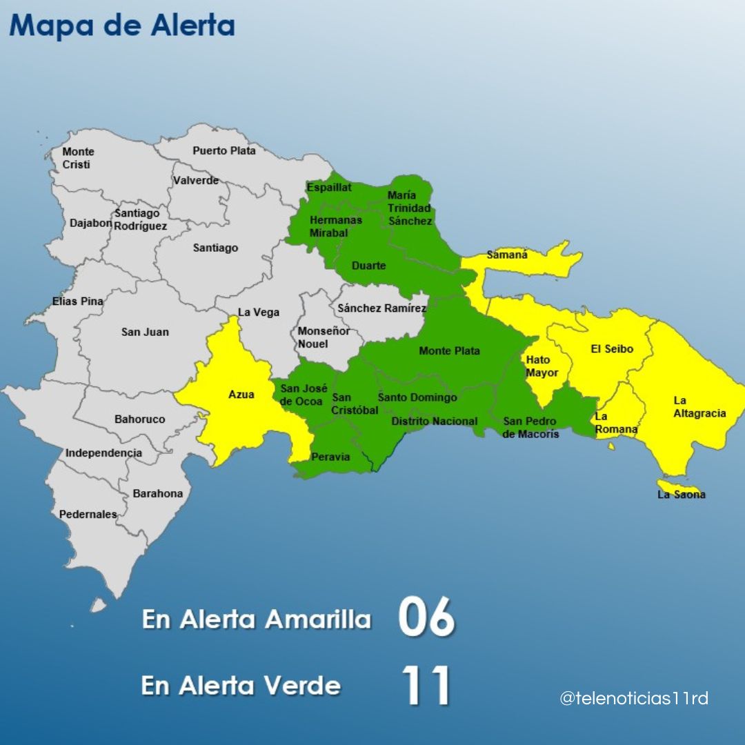 Telenoticiasrd's tweet image. #ElPaìs- COE amplía alerta verde a 11 provincias del país.

Amplía aquí: telenoticias.com.do/coe-amplia-ale…

#Telenoticias11rd #Onamet #COE #AlertaVerde #Lluvias #huracànernesto