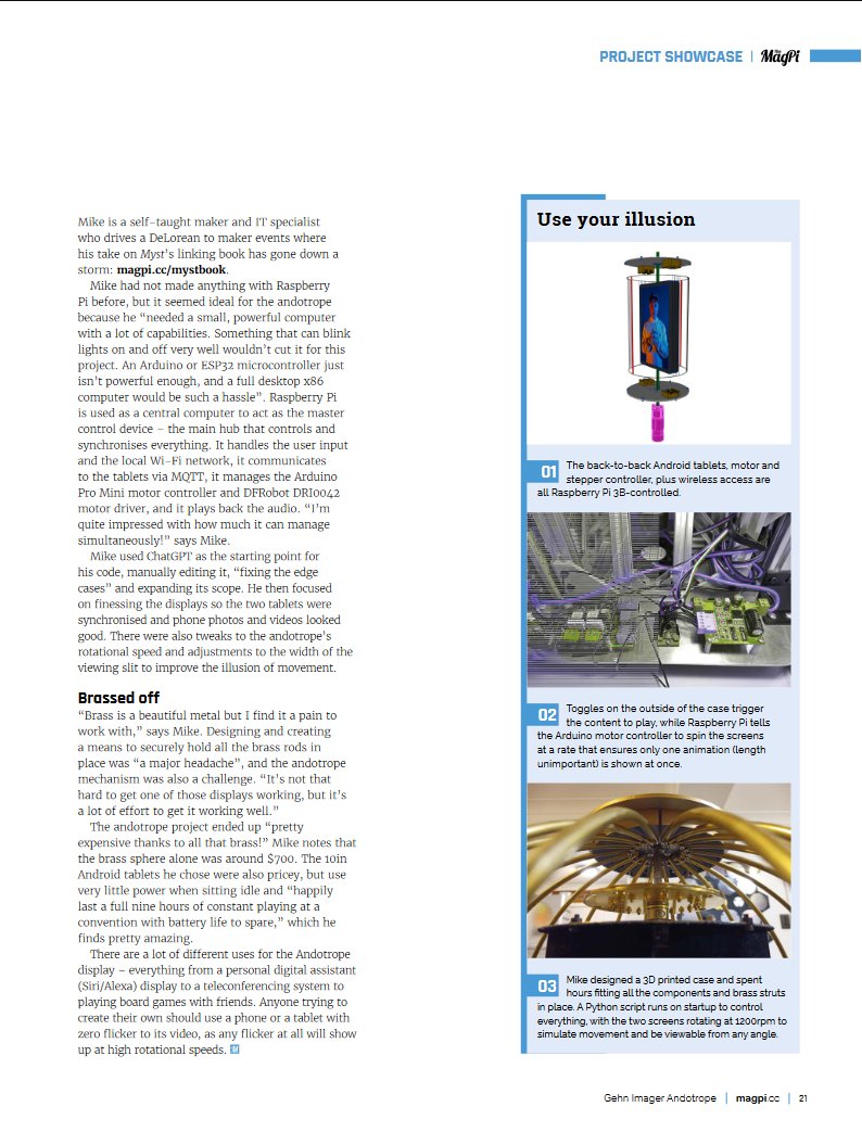 Gehn's Imager Andotrope has been featured by the Official <a href="/Raspberry_Pi/">Raspberry Pi</a> magazine, MagPi Magazine! Issue 144 pages 18-21, check out my article below, or get a PDF or physical copy of the magazine at magpi.raspberrypi.com/issues/144