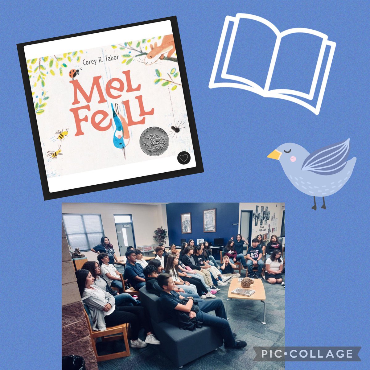 Clarke Middle School Librarian/Bibliotecaria MLS (@wclarkelibrary) on Twitter photo Our Cowboys today as I read “Mel Fell” by Corey Tabor. A beautiful story about being brave and learning to soar📚💙🤠<a href="/WalterEClarkeMS/">Daniela Palmer</a> #ALLIN #sisd_reads Our Cowboys today as I read “Mel Fell” by Corey Tabor. A beautiful story about being brave and learning to soar📚💙🤠<a href="/WalterEClarkeMS/">Daniela Palmer</a> #ALLIN #sisd_reads