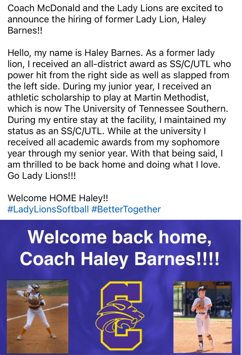 Lady Lions hire Alumni Haley Barnes as Assistant Coach.