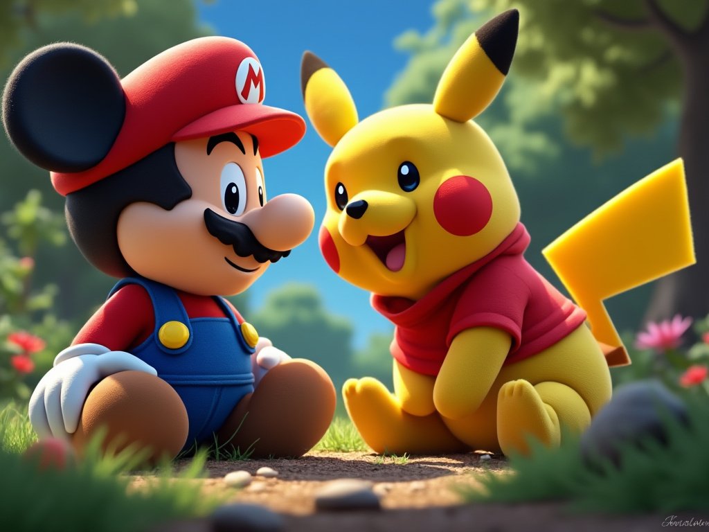 wongmjane's tweet photo. Mickey Mario and Pickachu the Pooh, by @grok https://t.co/WfEqn2QsIr