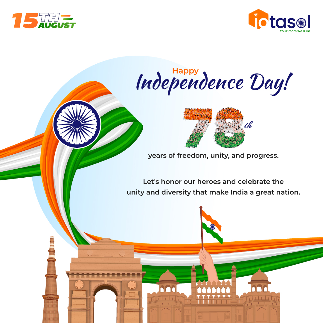 🇮🇳 Happy 78th Independence Day! 

#iotasol honors India's spirit &amp; freedom fighters. As a proud Indian #techcompany, we drive innovation for #DigitalIndia. 

Let's create solutions that empower every citizen. May our tricolor fly high! Jai Hind! 🇮🇳 

#78IndependenceDay