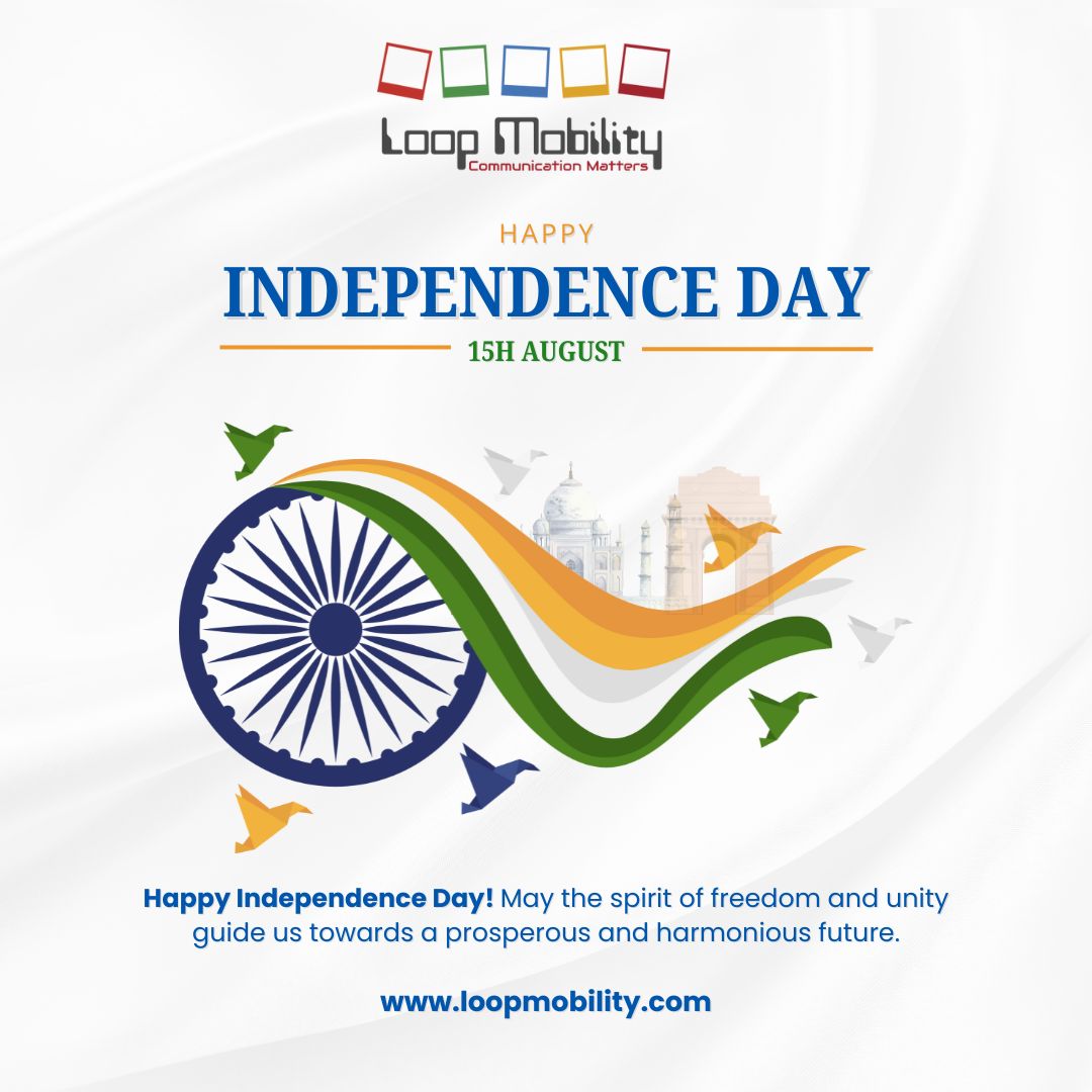🇮🇳 𝐇𝐚𝐩𝐩𝐲 𝐈𝐧𝐝𝐞𝐩𝐞𝐧𝐝𝐞𝐧𝐜𝐞 𝐃𝐚𝐲, 𝐈𝐧𝐝𝐢𝐚!

As we celebrate the spirit of freedom and unity, Loop Mobility salutes the resilience, innovation, and growth of our great nation. 

#IndependenceDay #India #LoopMobility #EmpoweringConnectivity