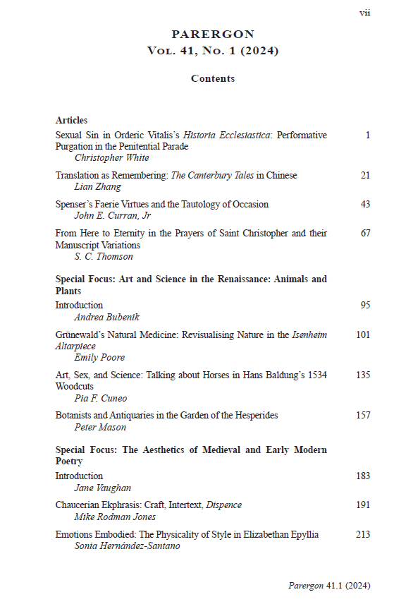 ParergonJournal's tweet photo. You were asking for a bumper Parergon issue of 13 articles - including special clusters on renaissance art and science, and medieval poetry - and nearly two dozen reviews? Well it's an oddly specific request, but we've got you covered... https://t.co/tvVrPH37hz
