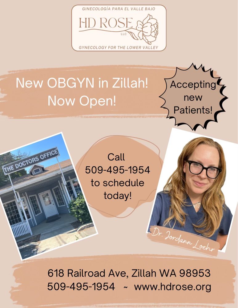 We are excited to welcome a new OBGYN clinic opening in Zillah serving the entire Lower #YakimaValley ! Dr. Loehr will start taking appointments soon and we will be celebrating Heart Driven Obstetrics &amp; Gynecology with a ribbon-cutting event on Sept. 3rd, 4:30pm!
#ZillahWA