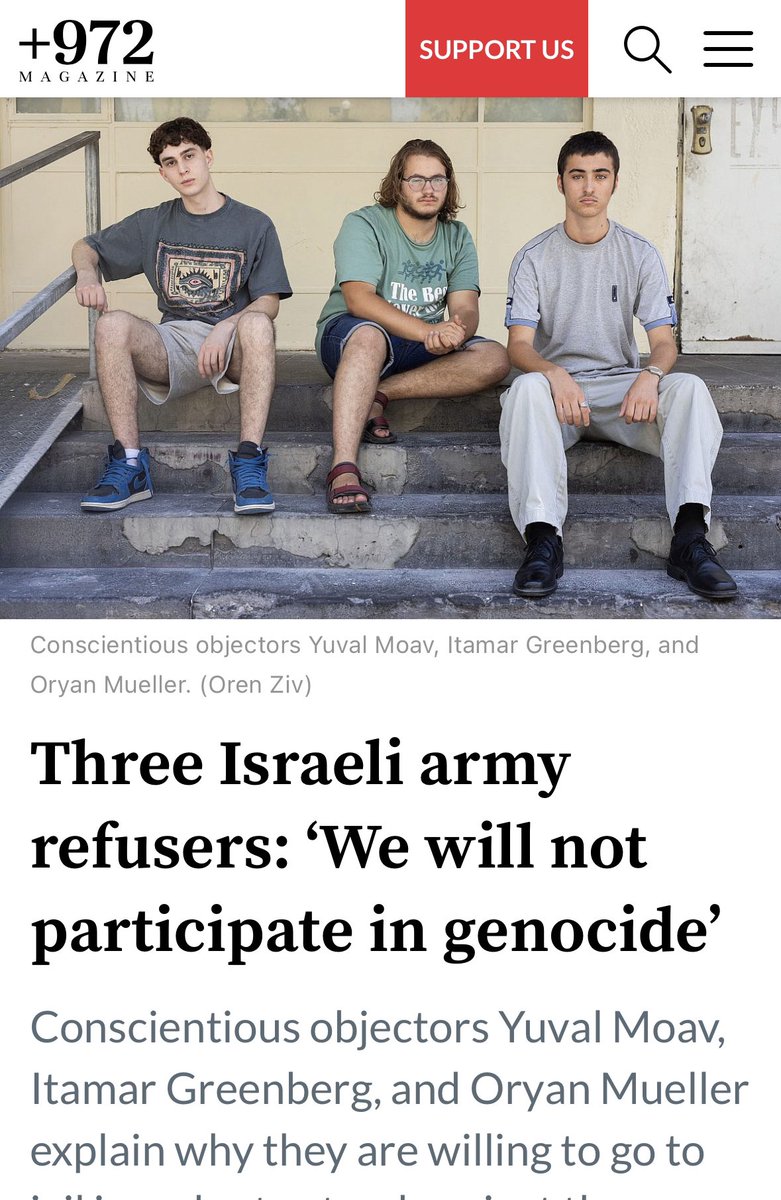 Etanetan23's tweet photo. These teenagers exemplify  what resistance is about. As someone who refused to serve, I know the path isn't easy—it  demands resolve to stand against all you grew up with. 

Their unity strengthens their impact and makes their act resonate even more. Solidarity @itamar_green https://t.co/658GkXzPzU