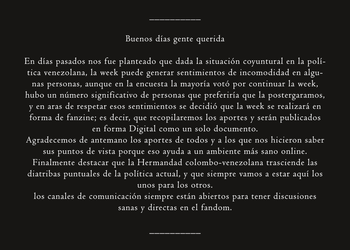 Coloveneweek's tweet photo. Hola amigues, comunicado:
link a Discord: https://t.co/oQNRAJIplL
#latinhetalia #colovene #venecolo https://t.co/yfS0s5P4pj