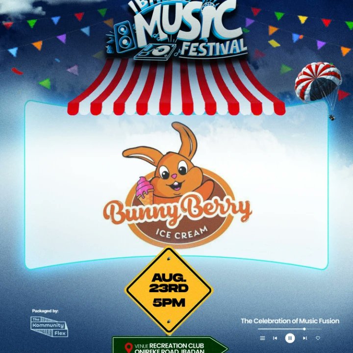BunnyberryIce's tweet photo. It's going to be an unforgettable night of music, fun, and delicious ice cream 🍦 

Mark your calendars and we'll see you there!

#icecreamlovers🍦
#bunnyberryicecream🐰
#ibadanmusicfestival https://t.co/LfxfCuRwqG