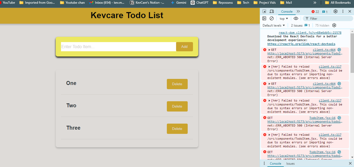 CodingKevCare's tweet image. Day 22 - 23 of #100DaysOfCode 
It's application time:
Currently creating a to-do list
Handling events, buttons and input fields..
Had to learn a lot of different CSS Styling in React 🙄
Liked it though cause it's a bit different 
Still working on the delete button component