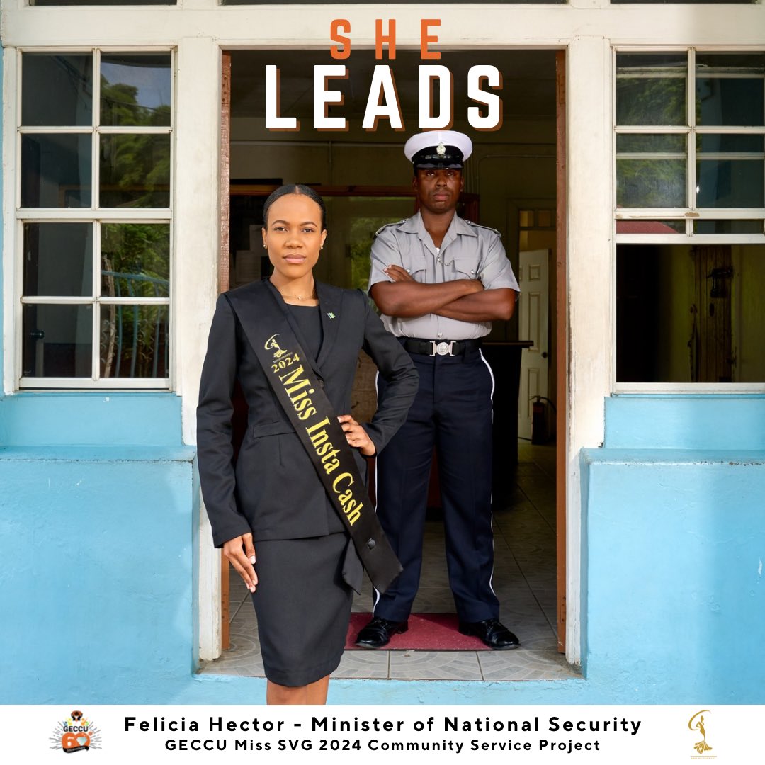 MissSVGPageant's tweet photo. Introducing Felicia Hector, Your Minister of National Security.

“Project LINKS” aims to achieve national security by linking military security and the United Nation’s human-centered approach…”
  
 -Minister of National Security, Felicia Hector. https://t.co/ZhyAUnY5qN