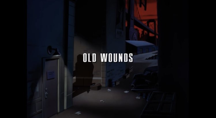 Beyondology's tweet photo. @batmancurated This background was actually used for the opening of act I from the New Batman Adventures episode “Old Wounds” 

Batman Beyond was rarely animated with a red night sky. Purple was the common color palette. Red skies were commonly used in BTAS/TNBA episodes https://t.co/pNiNyIBTp3