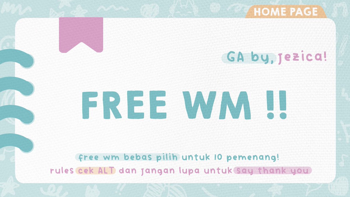 🎉 ۫  ׅ — help rt please, thank you ! ♡ ₊ ࣪ 

Hallo semuaa 👋🏻, aku mau kasih kabar gembira nihh! dalam rangka merayakan ulang tahun <a href="/anyptime/">jezica</a> yeyyy happy birthday! 🥳🎂, aku membawa FREE WM BEBAS PILIH untuk 10 PEMENANG 🤩‼️
rules dan info lainnya cek ALT yaa 💬

t. #zonauang