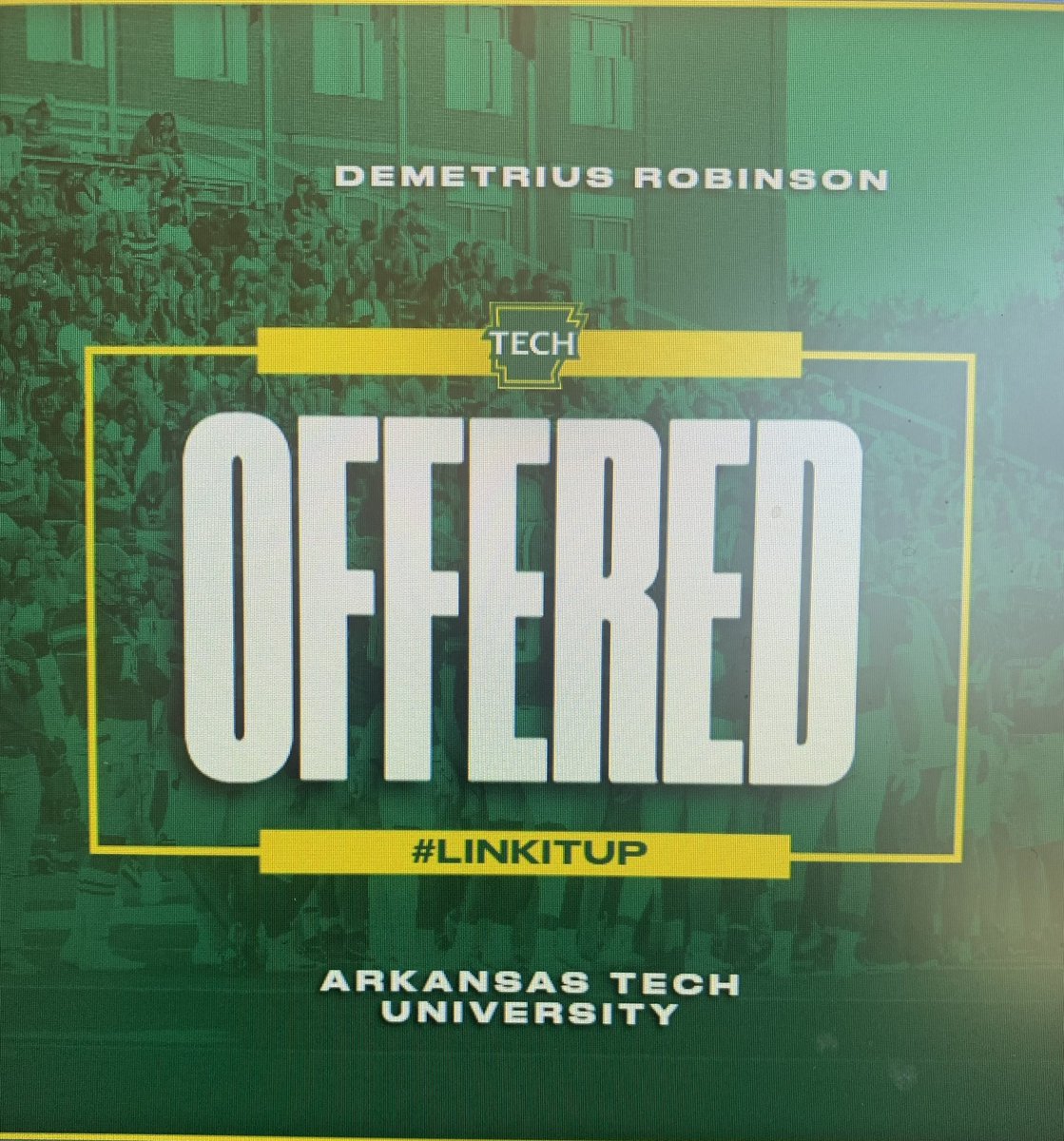 Demetrius Robinson (@iiamcoby) on Twitter photo After a Great conversation with coach <a href="/coach_corbin/">Coach Corbin</a> i am blessed to say I received my first offer from <a href="/ArkansasTech/">Arkansas Tech</a> <a href="/ATU_Athletics/">Arkansas Tech Sports</a> <a href="/MindenFB/">Minden Football</a> <a href="/coachJB_318/">Jonathan Bradford sr</a> <a href="/AC_MCK/">Tony McKinney, M.Ed</a> After a Great conversation with coach <a href="/coach_corbin/">Coach Corbin</a> i am blessed to say I received my first offer from <a href="/ArkansasTech/">Arkansas Tech</a> <a href="/ATU_Athletics/">Arkansas Tech Sports</a> <a href="/MindenFB/">Minden Football</a> <a href="/coachJB_318/">Jonathan Bradford sr</a> <a href="/AC_MCK/">Tony McKinney, M.Ed</a>
