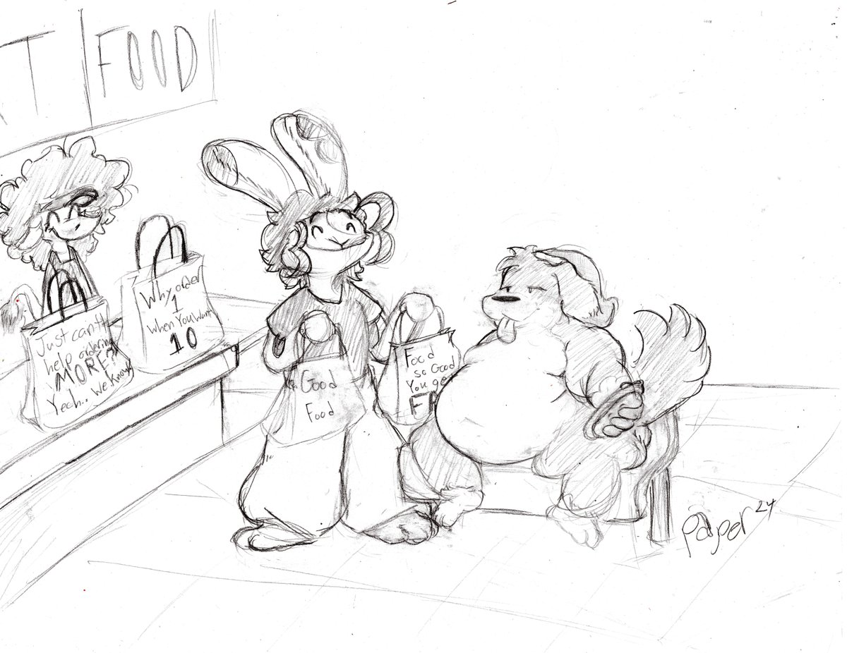 paper_nsfw's tweet photo. Page Sketch of @brutusaltiar of Kay &amp; Quinn @fluffyfawxen getting his lunch!
(Thas me in the corner) https://t.co/Q8UT3Tcdhk