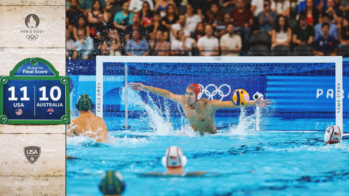 USAWP's tweet photo. Adrian Weinberg made 11 saves including THREE penalty shot blocks (two in the shootout) as @TeamUSA rallied to defeat Australia 11-10 and advance to the semifinals at #Paris2024.

@DaubeHannes and @Amazing_Brick scored two goals each and Marko Vavic delivered the game-winner in the shootout.

RECAP: https://t.co/9VGagS9YNI #waterpolo #Olympics #RiseAbove
