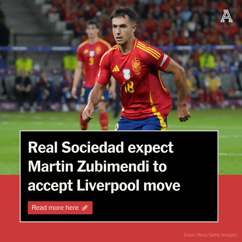 TheAthleticFC's tweet photo. Real Sociedad expect Martin Zubimendi to agree a move to Liverpool.

Both clubs still need to agree a fee, unless Liverpool decide to trigger the €60m release clause — which needs to be paid in full.

More from @David_Ornstein and @GuillermoRai_ ⤵️