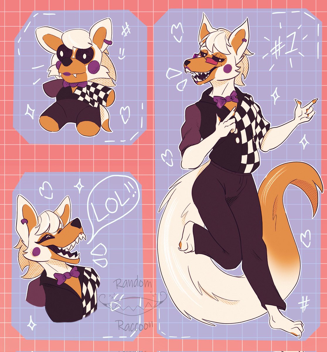 Random_Raccoon_'s tweet image. Fnaf is celebrating their 10 anniversary tomorrow, so why not open a raffle as a gift :)

To enter:
✨️must be a follower 
✨️ 🔄 this post 
✨️ comment your ref(sfw)

The winner gets a color sketch that includes a full body, a bust, a fnaf plushy of your oc.  Good luck :)