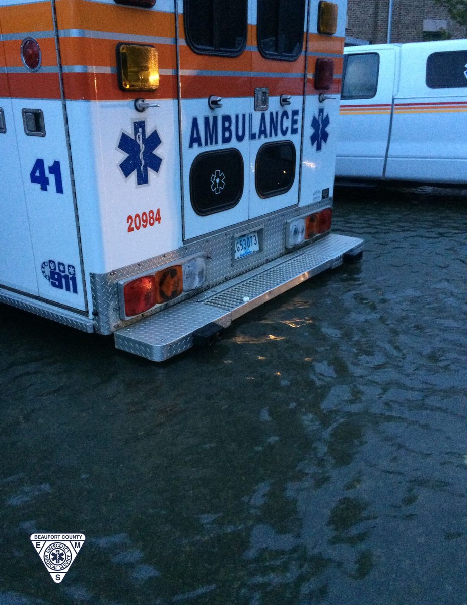 BeaufortSC_EMS's tweet photo. #FlashbackFriday to Oct 2016 when #hurricanematthew paid Beaufort County a visit bringing flooding to various regions of Beaufort County, including where some of our personnel were staying during the peak of the storm. π· credit - Angie Stewart #50thanniversary #bcscems #EMS https://t.co/cI67Wrck8A