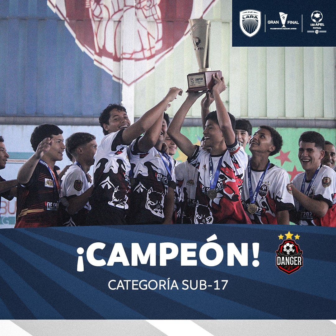 SomosAfel's tweet image. #𝙇𝙞𝙜𝙖𝘼𝙁𝙀𝙇𝙁𝙪𝙩𝙨𝙖𝙡 🇱🇦 | ¡𝗖 𝗔 𝗠 𝗣 𝗘 𝗢́ 𝗡, Danger FC🥇🏆

En la gran final ante Cosita Rica Danger FC se impuso y se coronó campeón en la categoría Sub-17 de la Liga AFEL Futsal 🇱🇦

¡Felicidades! 🙌🏆

#SomosAFEL #TeamAFEL #ConElOrgulloDeSerLarense #LigaAFEL