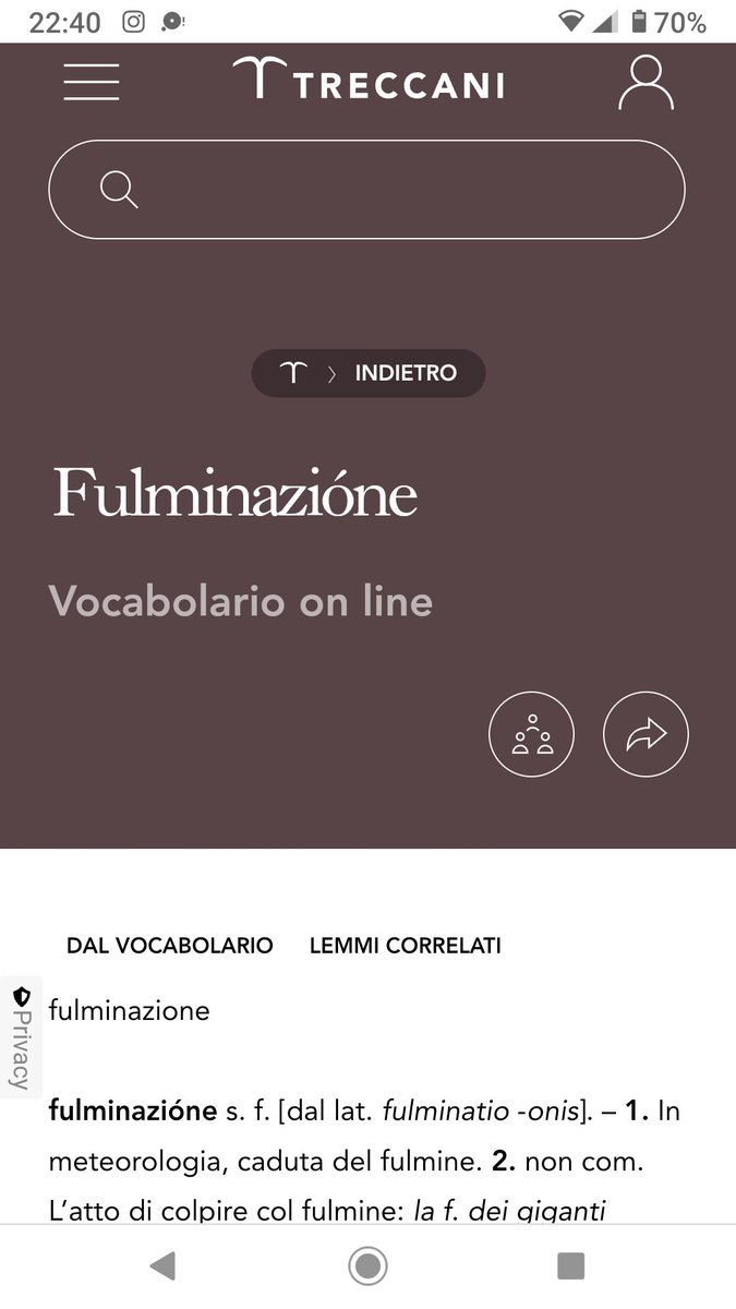 LaCoNet's tweet photo. @TrffedT38044 Evidentemente non ha cercato bene!
Perché la Treccani lo definisce proprio come ho riportato, come prima definizione!
#italiano
#fulminazione
#Meteo https://t.co/4PzikoDn5C
