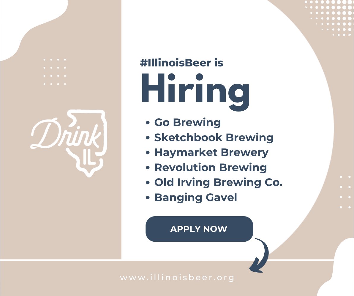 Things are heating up on our #IllinoisBeer job board with openings at Go Brewing, Sketchbook , Haymarket Pub &amp; Brewery, Old Irving Brewing Co., Banging Gavel and more! 

Start your career in #craftbeer illinoisbeer.org. 

#DrinkIllinois #BrewIllinois