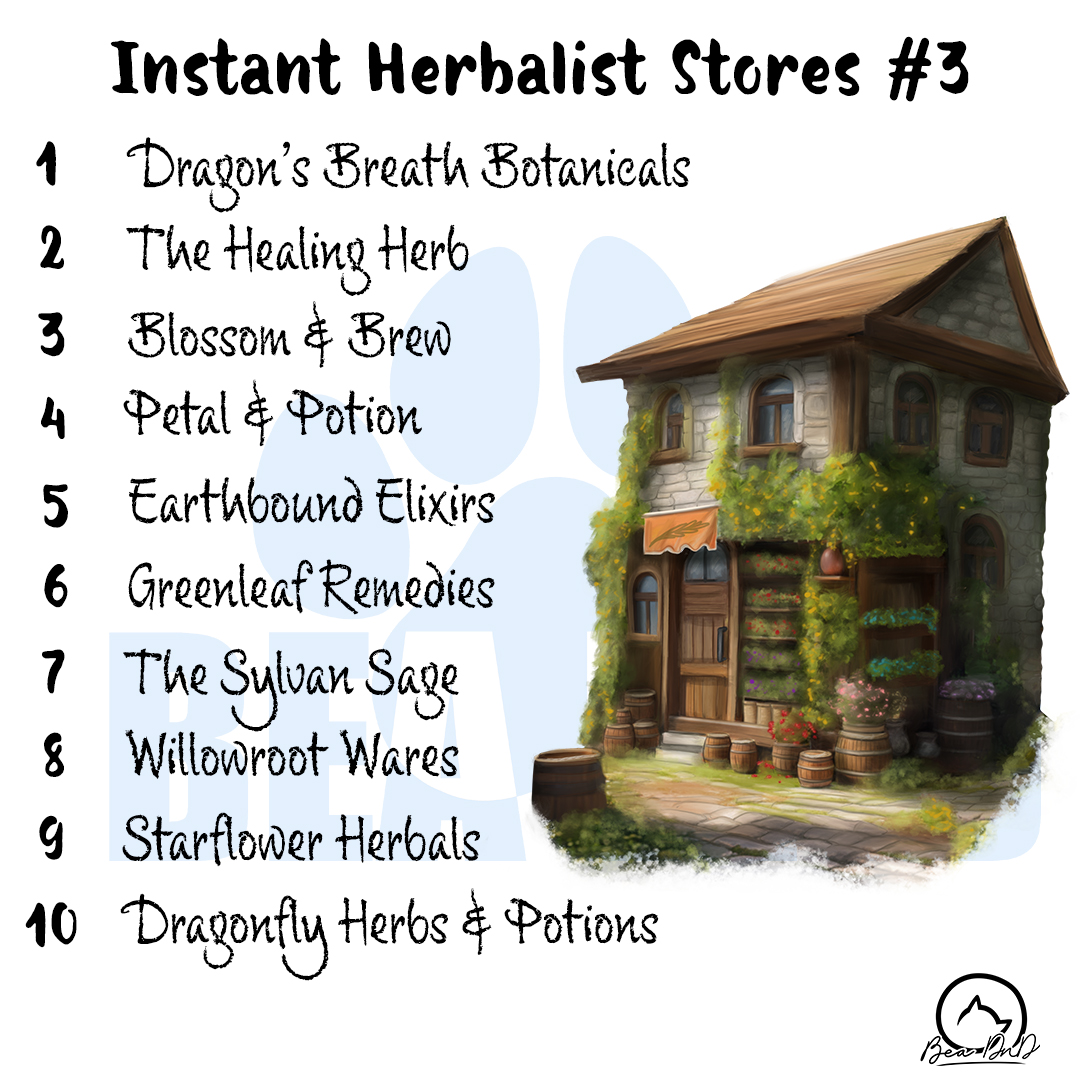 bea_dnd's tweet photo. Searching for the spell component? Hunting for some healing herbs? Then check out... err ummm <rolls a d10> Dragon's Breath Botanicals!

Phew saved by a d10 and a handy list from #BeaDnD

#DungeonsAndDragons #DnD #DnDHomebrew #BeaDnDGames #TTRPG #PotionShop #DnD2024 #BeaDnD https://t.co/L9LnPow8s6