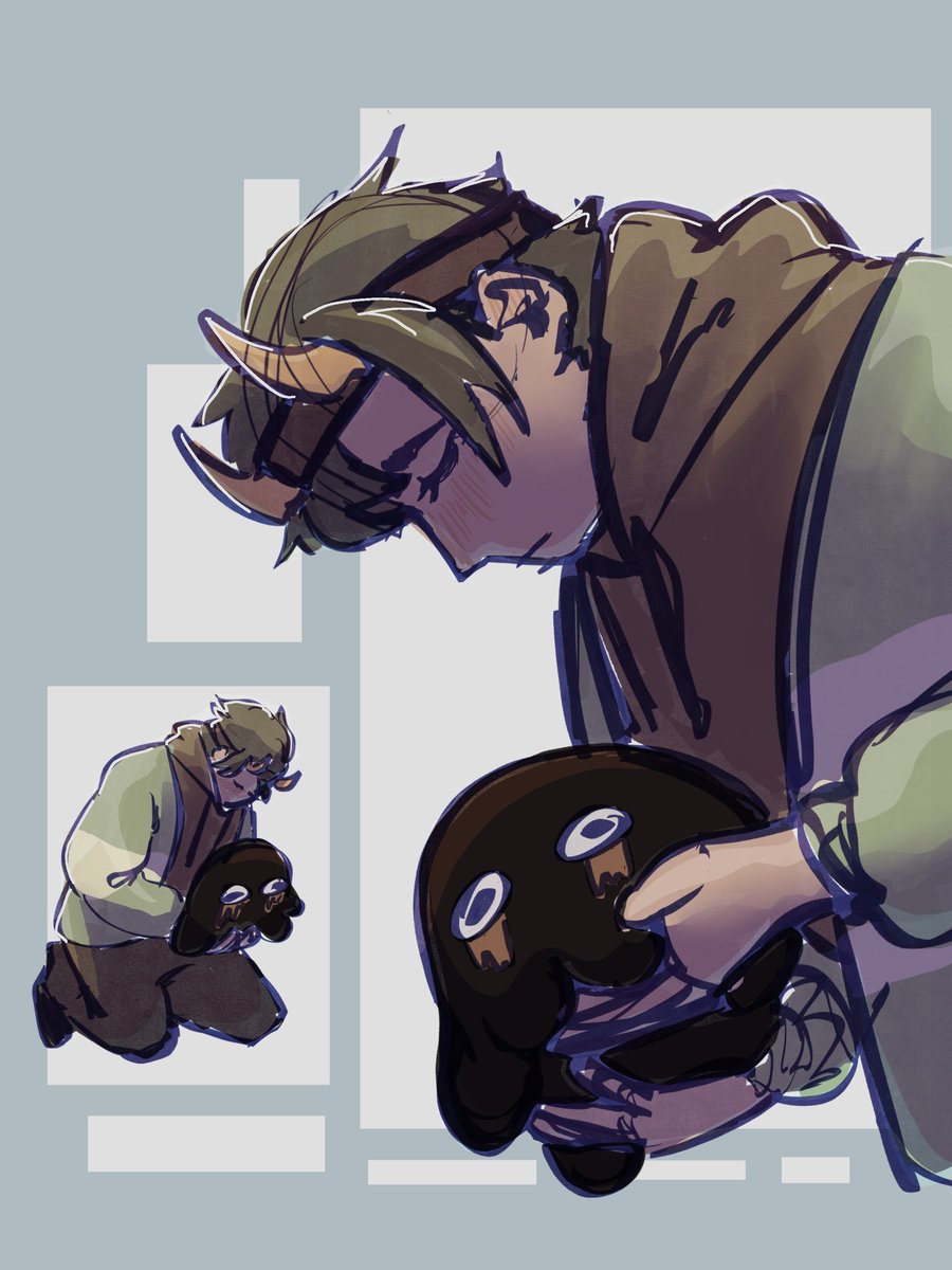 i’m sad ☹️ next week is my last week of my internship ☹️☹️ anyways here’s my friend’s oc holding könig blob