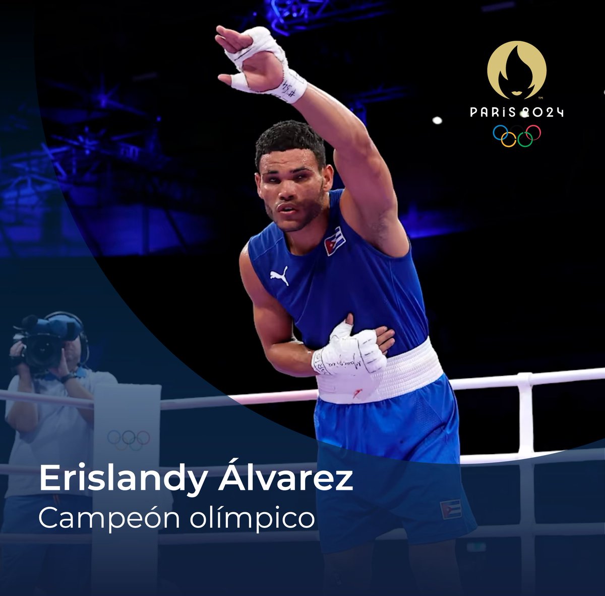 El boxeador Erislandy Álvarez se corona campeón olímpico, dando a Cuba su segundo título en #París2024. El cienfueguero venció al francés Sofiane Oumiha por decisión dividida, conquistando su primera medalla en unos Juegos Olímpicos. ¡Felicidades! #CubaInspira .