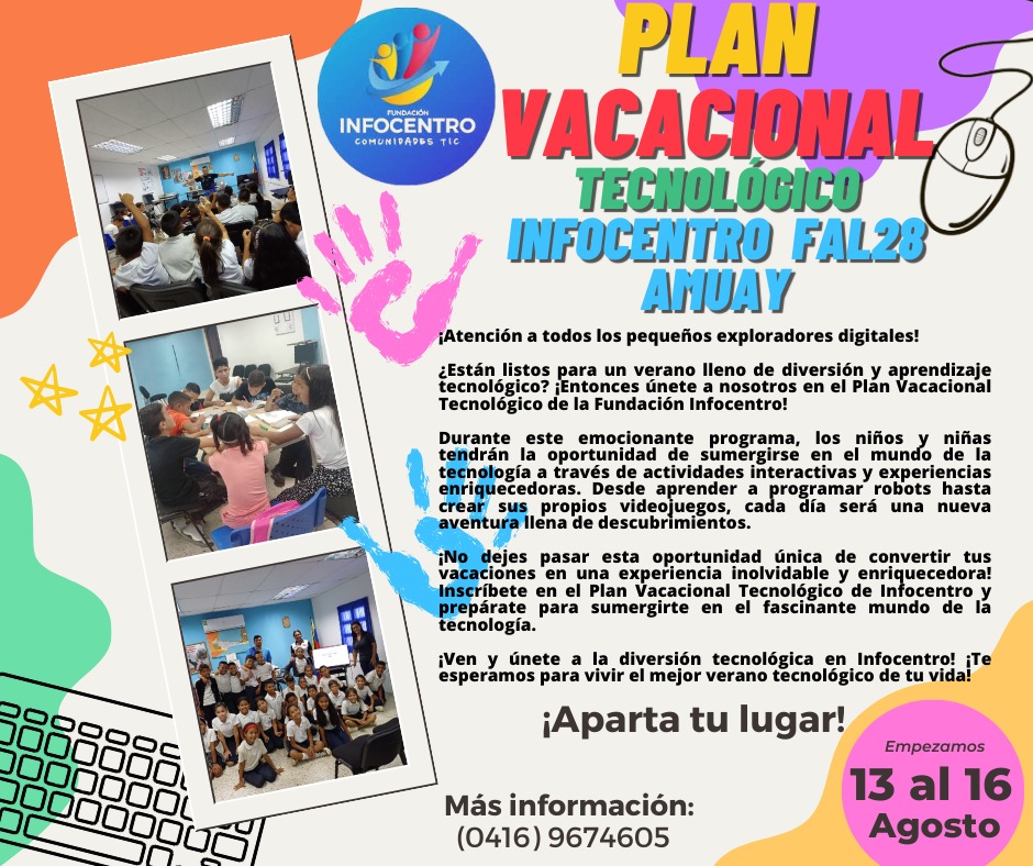 Infocentrofal28's tweet photo. Plan Vacacional  Tecnologico 2024 Infocentro Fal28 Amuay @NicolasMaduro @Gabrielasjr @luisinfoVen @LucyRiveroVe @InfocentroFal_ @Infocentrofal28 https://t.co/bP3D85OCpR