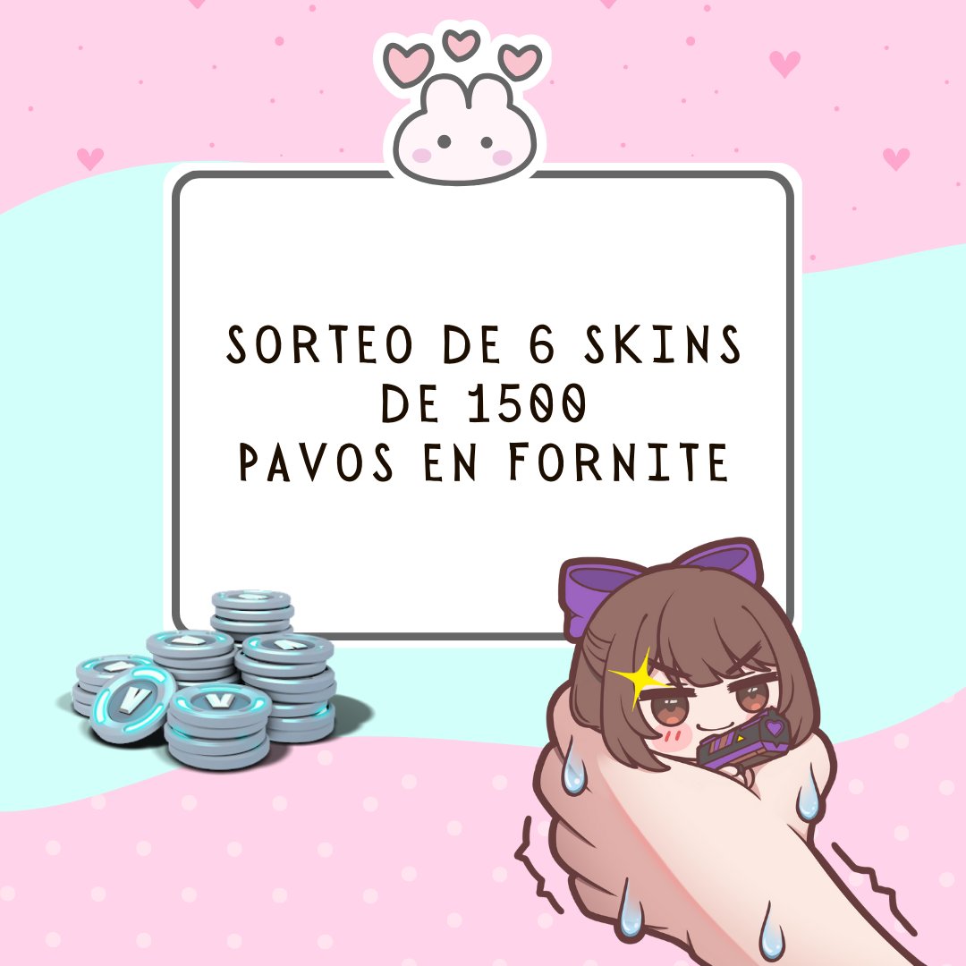 🩷  6 Sorteos de Skins de 1500 en Fornite  🩷
🩷  Requisitos:  🩷
-RT Y LIKE 
-Seguir a VanityMoon en X y Twitch
- Etiquetar a un amigo :3
🩷  Los sorteos se harán en stream el dia 15 de Agosto a las 10 pm Hora CDMX, presentarse todos los participantes uwu  🩷