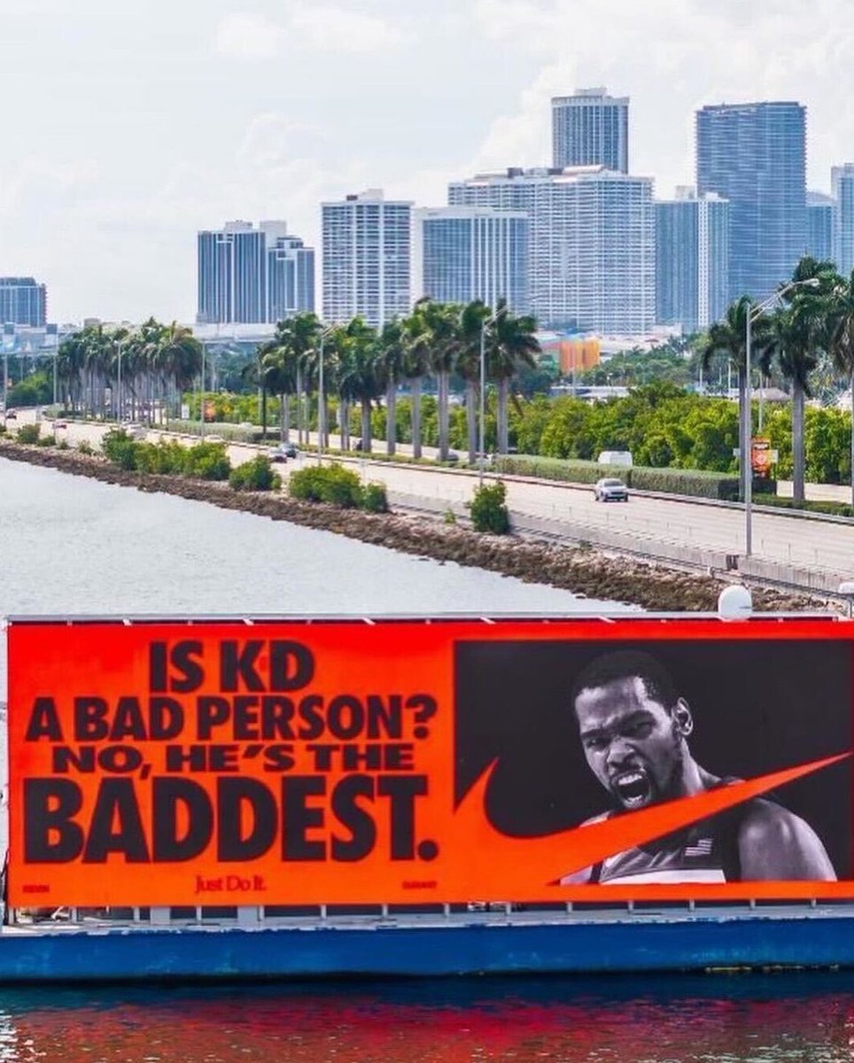 Hatedzs's tweet photo. New Kevin Durant Nike Billboard 

“Is KD a bad person? No, he’s the Baddest”🔥 https://t.co/CdomVsKtoR