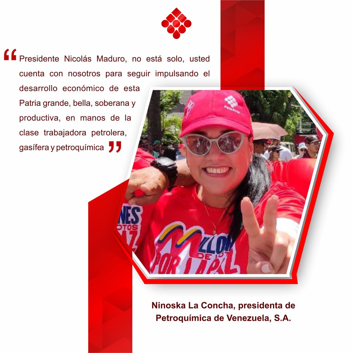 PrensaPequiven's tweet photo. Los trabajadores y trabajadoras de Pequiven, reiteramos el apoyo rotundo al Presidente de la República Bolivariana de Venezuela, @NicolasMaduro, quien a través de sus políticas promueve la construcción de un país próspero y en armonía.

¡Trabajo en Equipo, Victoria Segura!🇻🇪 https://t.co/gfghXBshYS