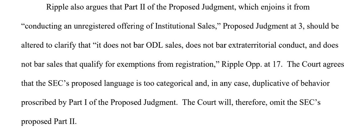 ついにRippleとSECの裁判(控訴前)の結果さ!

ODLは停止にならず今後も利用可能だよ!つまりXRPは利用可能さ!
ただし、XRPを未登録で機関向けに販売すること自体は、証券取引法違反とし1.25億$の罰金(当初SECは10億$を要求)

SECは控訴するだろうけど、美しい結果に華麗に近づいたね!