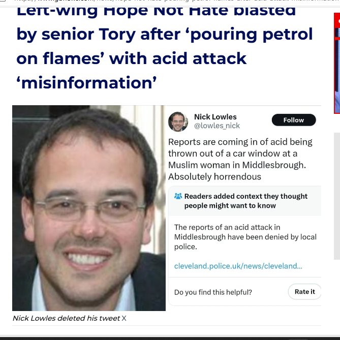 Queen Bee 😉 (@kingbobiiv) on Twitter photo Please share. Please Tag <a href="/metpoliceuk/">Metropolitan Police</a> <a href="/Keir_Starmer/">Keir Starmer</a> and all media entities.
On the 3/8/24 The chief executive of left-wing activist group Hope Not Hate, Nick Lowles Posted on X :
“Reports are coming in of acid being thrown out of a car window at a Muslim woman in Please share. Please Tag <a href="/metpoliceuk/">Metropolitan Police</a> <a href="/Keir_Starmer/">Keir Starmer</a> and all media entities.
On the 3/8/24 The chief executive of left-wing activist group Hope Not Hate, Nick Lowles Posted on X :
“Reports are coming in of acid being thrown out of a car window at a Muslim woman in