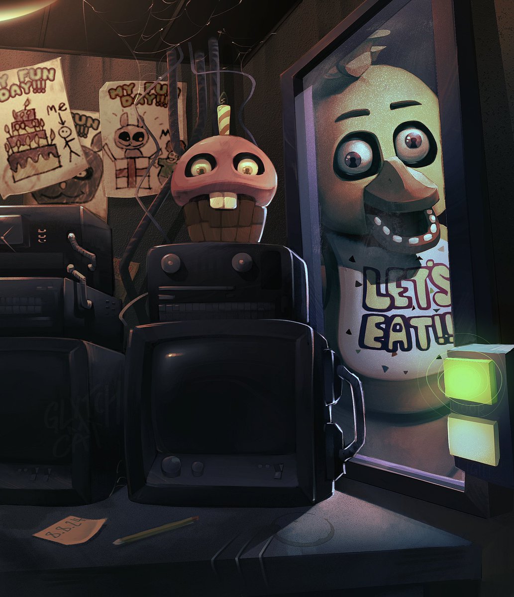 Happy 10th Anniversary to FNAF! Every anniversary needs a little cake 🎂 #FNAF10thAnniversary #FNAF #fnafanniversary #fnaffanart #fnafmovie #scottcawthon #FreddyFazbear #chicathechicken #horror #fivenightsatfreddys