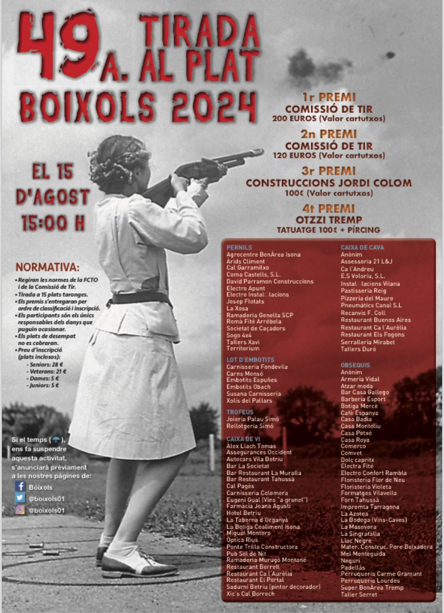 Boixols01's tweet photo. Festa Major de BÓIXOLS
Dies 14, 15 i 16 d'agost.
Us hi esperem!!🔥💃 https://t.co/9E3rCclqyv